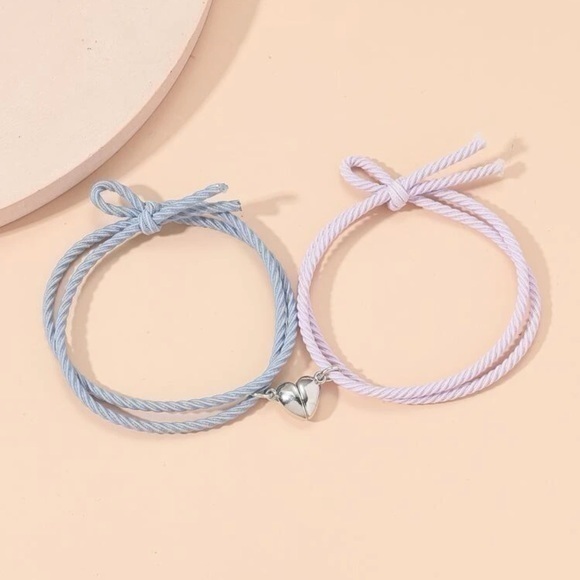 2 pcs Couple Magnetic Heart Charm Bracelet Set Adjustable - Picture 5 of 7